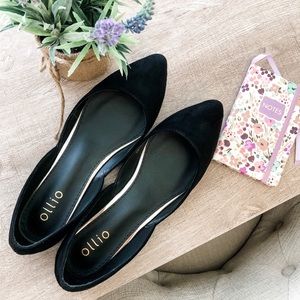 NWT Ollio Dress Flats - Black Suede